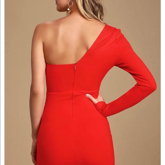 NWT Lulus one shoulder red bodycon dress, size XS - Picture 4 of 12